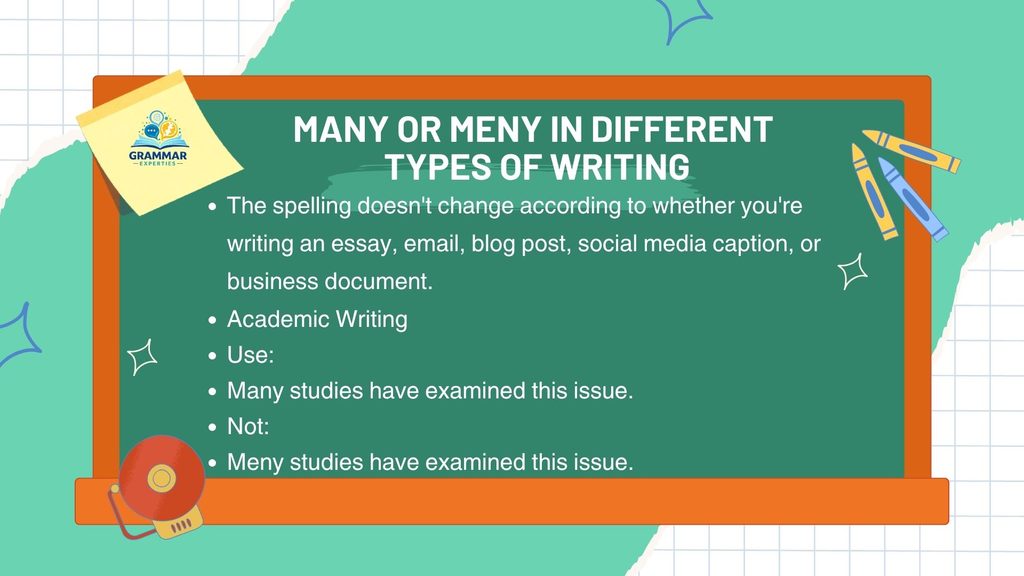 Many or Meny in Different Types of Writing