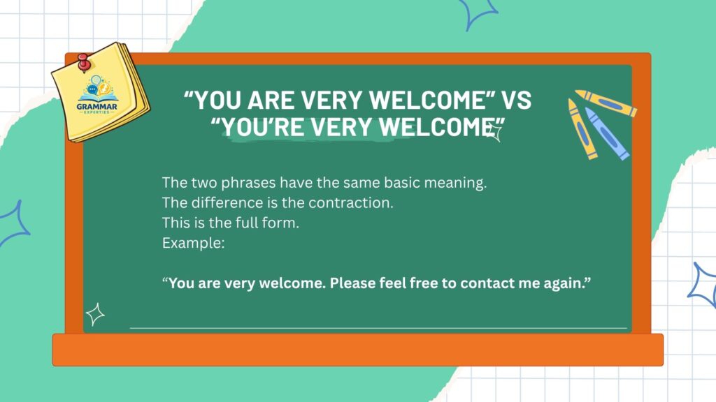 You Are Very Welcome vs Youre Very Welcome