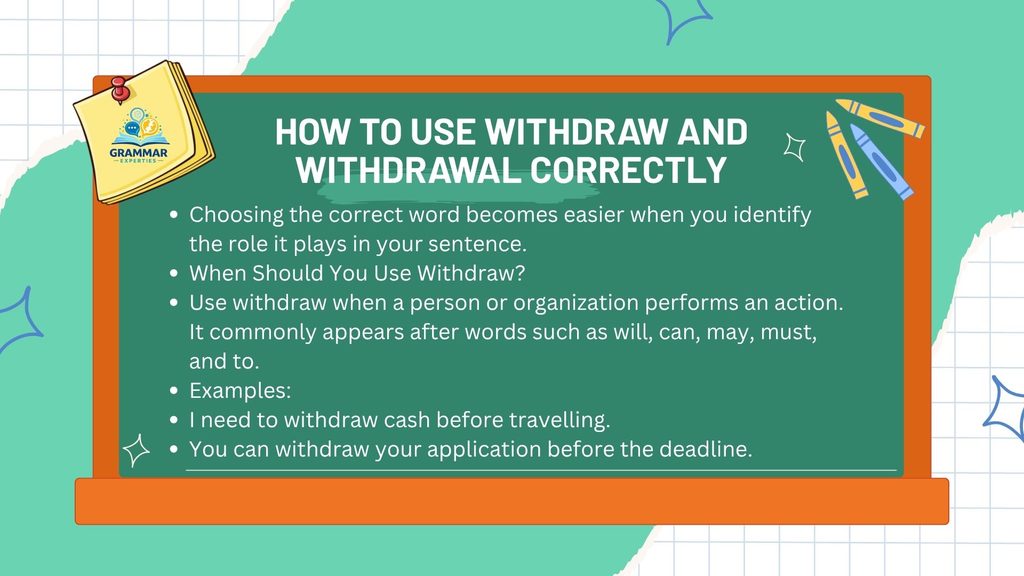 How to Use Withdraw and Withdrawal Correctly